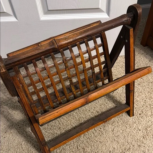 Vintage Bamboo Magazine Rack Bin Storage - Picture 2 of 6